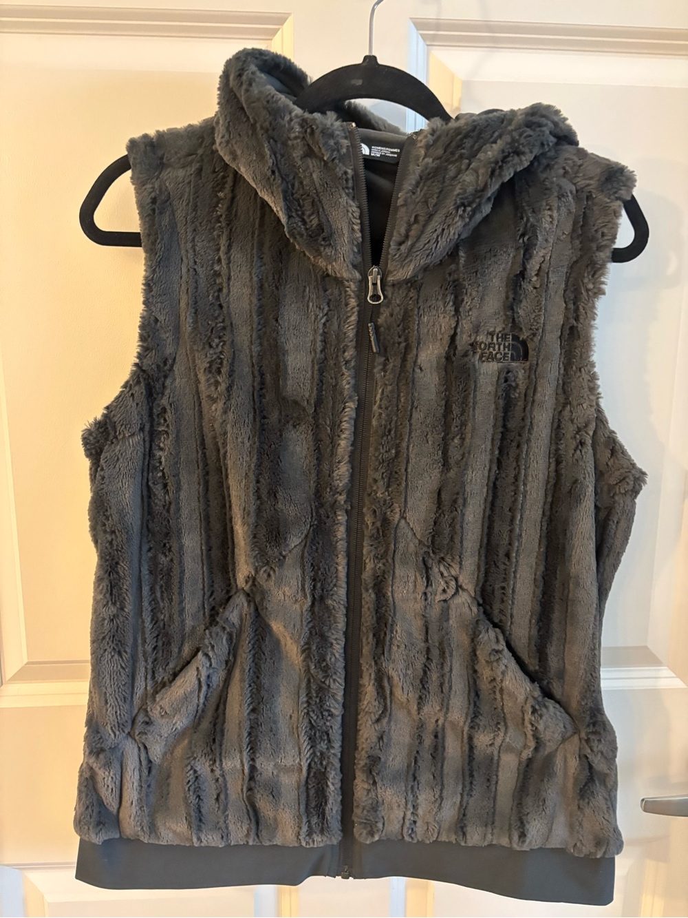 The North Face Women's Charcoal Faux Fur Hooded Vest
